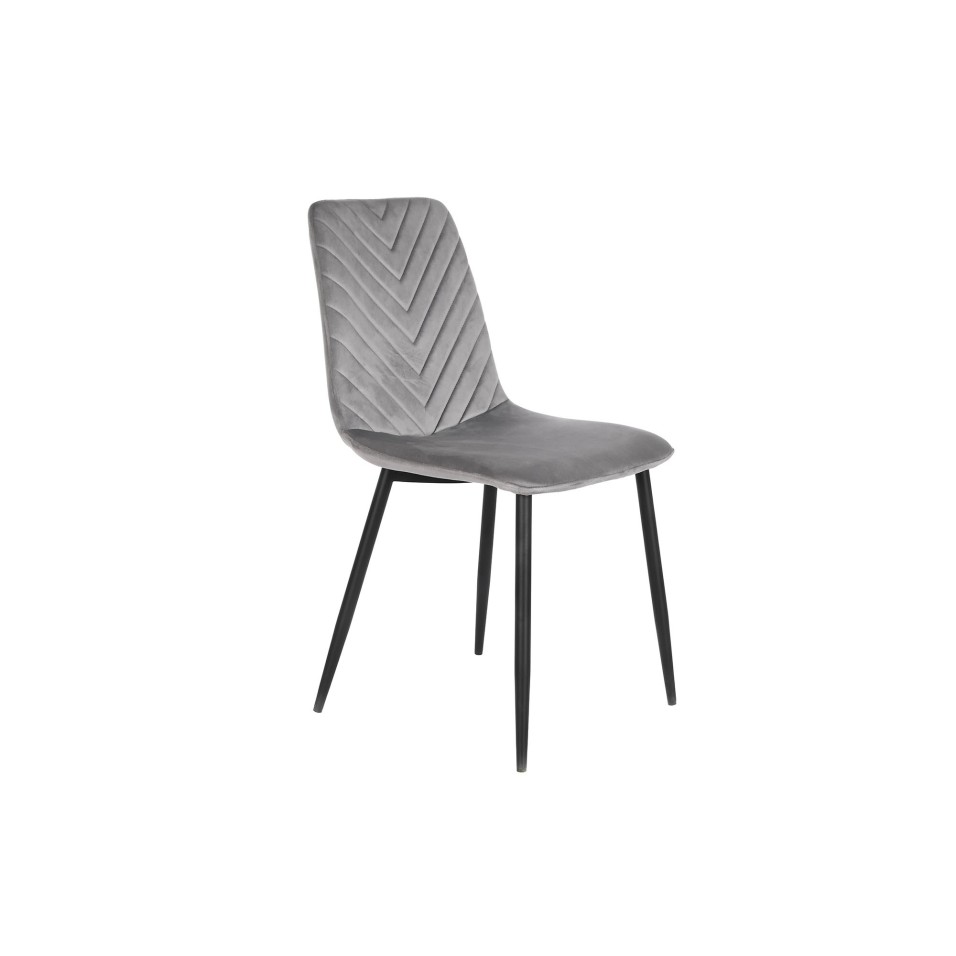 Silla Poliéster Metal Terciopelo Gris