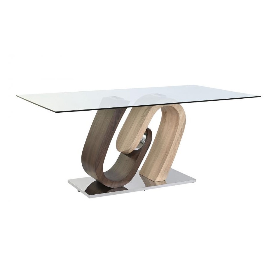 Mesa Comedor Acero MDF Transparente