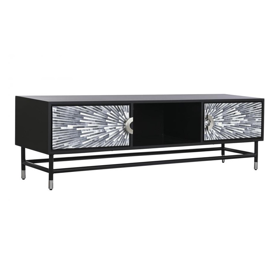 Mueble TV Hueso Resina Taracea Negro