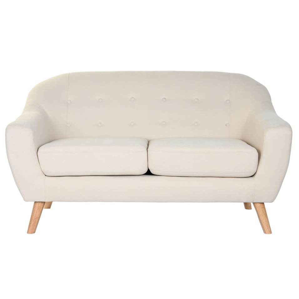 Sofa Poliester Rubberwood 2 Plazas Crema