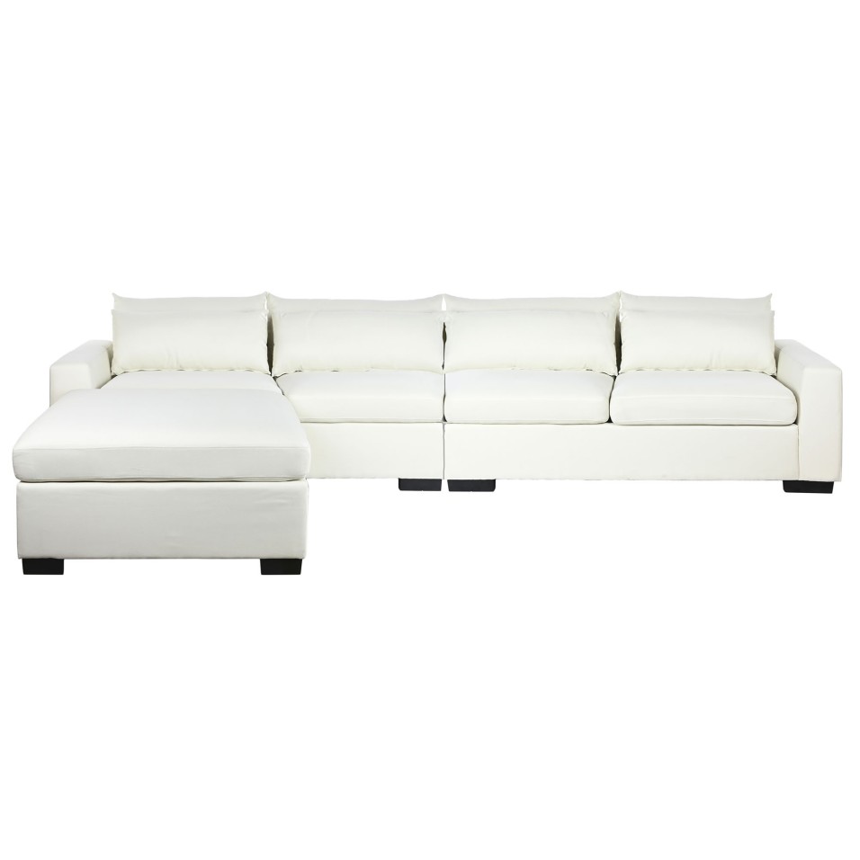 Sofa Poliester Madera Crema