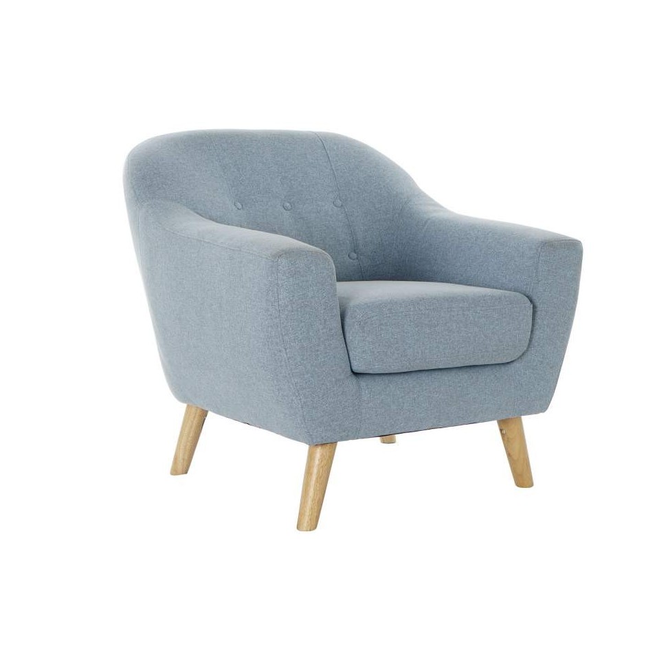 Sillón Poliéster Rubberwood Azul Celeste