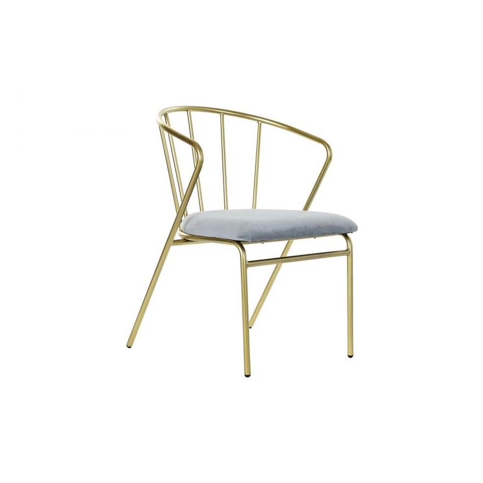 Silla Poliéster Metal Terciopelo Dorado