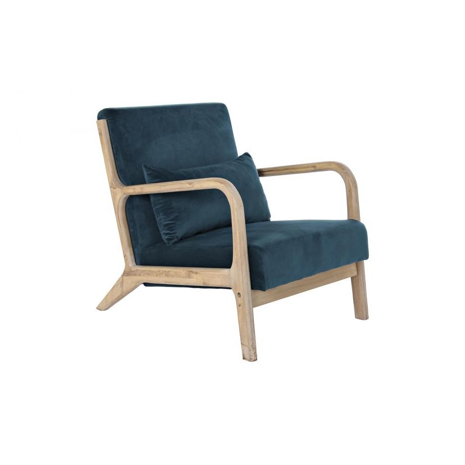 Sillón Madera Poliéster Cojín Turquesa