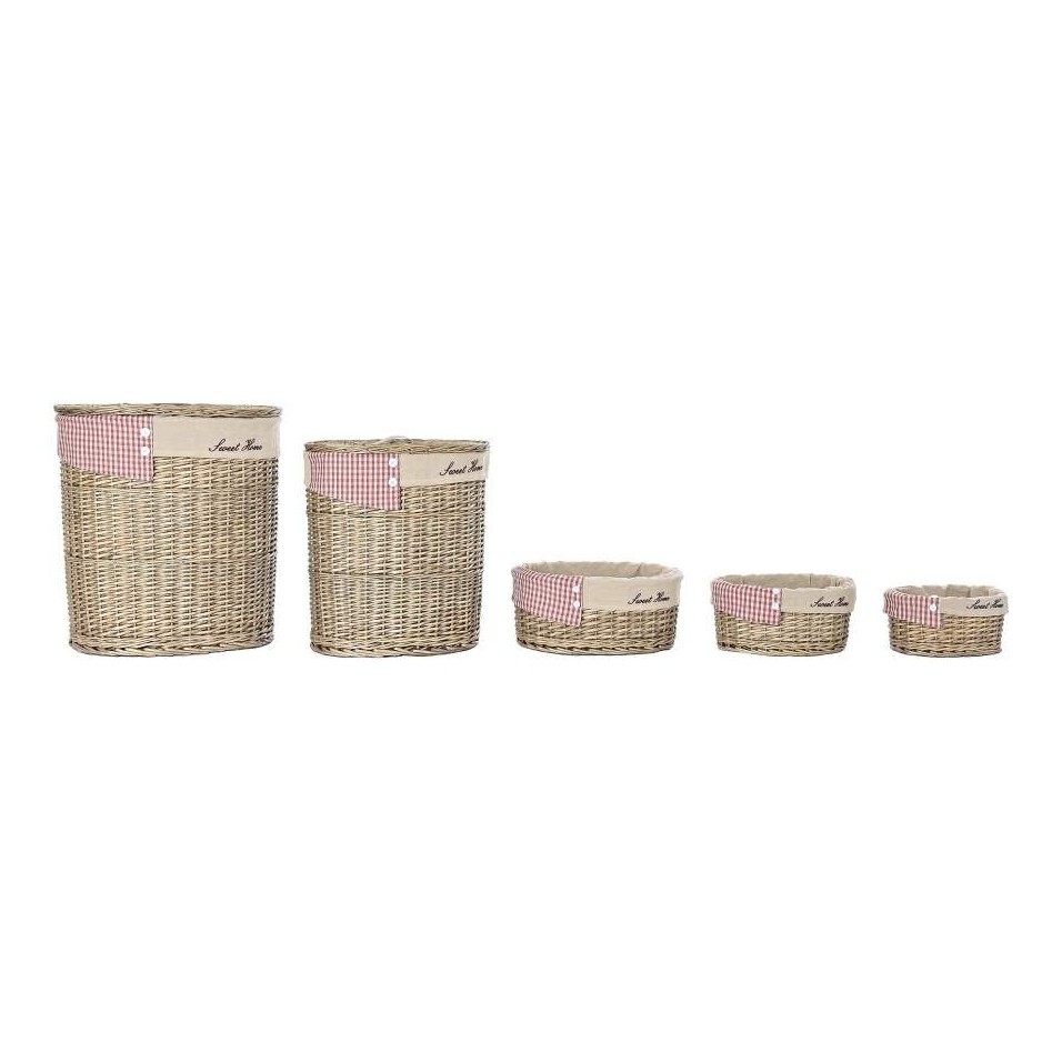 Cesta Ropa Set 5 Mimbre Poliéster Natural