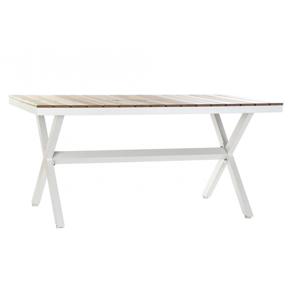 Mesa Aluminio Resina Símil Madera Blanco